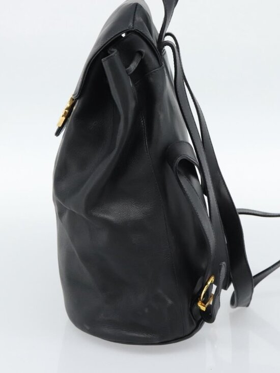Salvatore Ferragamo Backpack Leather Black Gold Auth bs35571 main image 13